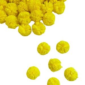 Pompom de tule amarelo 2,5cm (6 und)