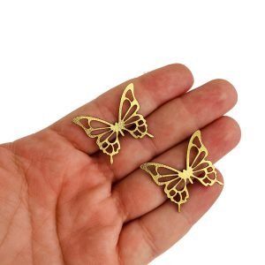 Aplique Borboleta de lonita dourada 3x2,5cm. (2 und) - Imagem 2