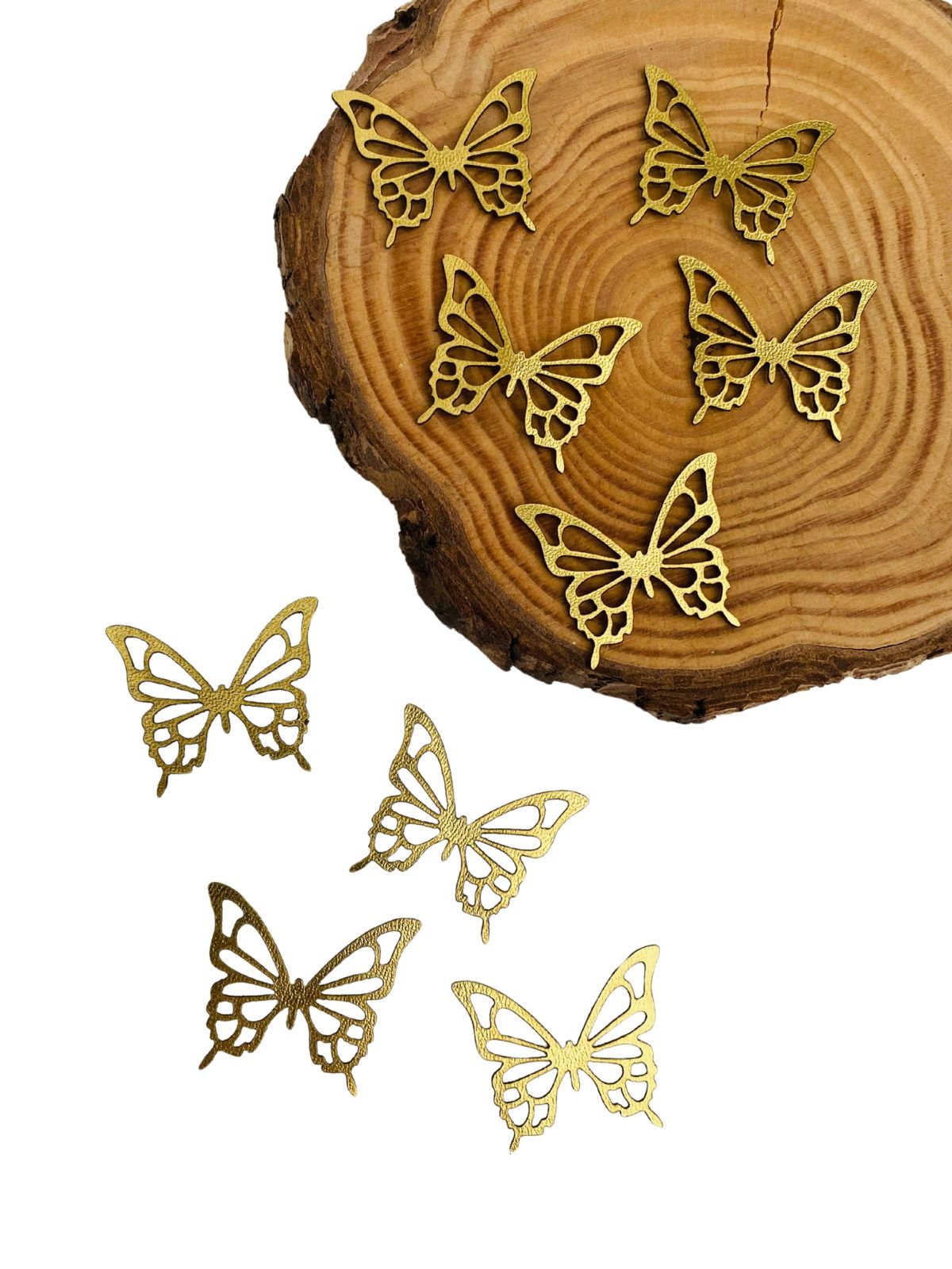 Aplique Borboleta de lonita dourada 3x2,5cm. (2 und)