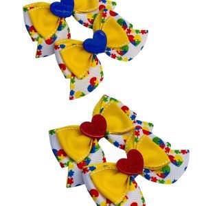 Kit escolar par de laço estampa autismo ( P ) - Imagem 1