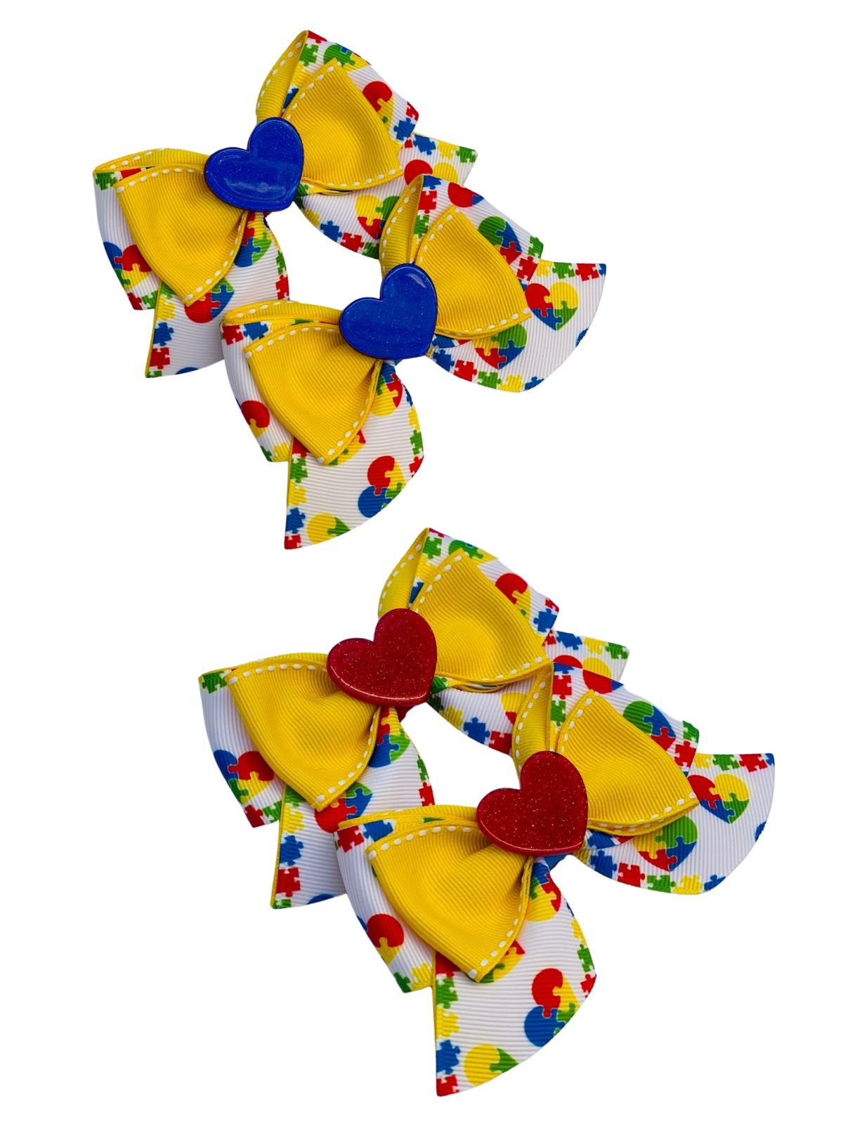Kit escolar par de laço estampa autismo ( P )