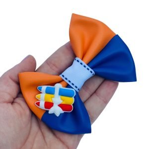 Kit escolar laço duplo Laranja c/ azul royal ( M ) - Imagem 1