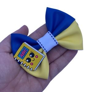 Kit escolar laço duplo Azul royal c/ amarelo ( M ) - Imagem 1