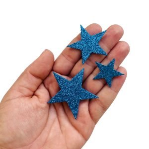 Aplique de eva Estrelas c/ gliter azul (3 und) - Imagem 1