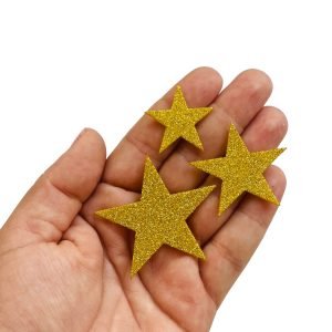 Aplique de eva Estrelas c/ gliter dourado (3 und) - Imagem 1