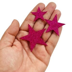 Aplique de eva Estrelas c/ gliter rosa (3 und) - Imagem 1