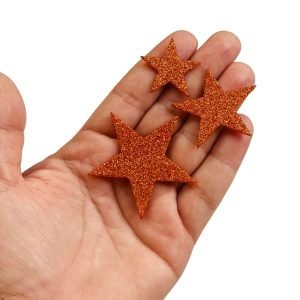 Aplique de eva Estrelas c/ gliter laranja (3 und) - Imagem 1
