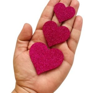 Aplique de eva Coração c/ gliter rosa (3 und) - Imagem 1
