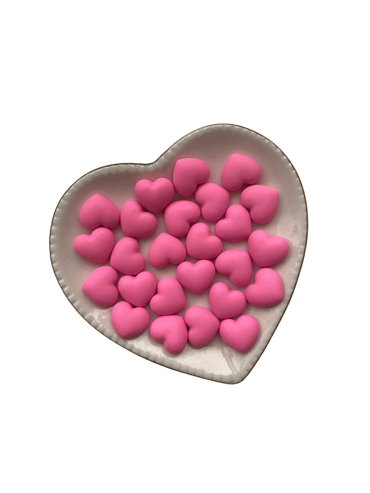 Aplique de resina coração fosco rosa médio (5 und)