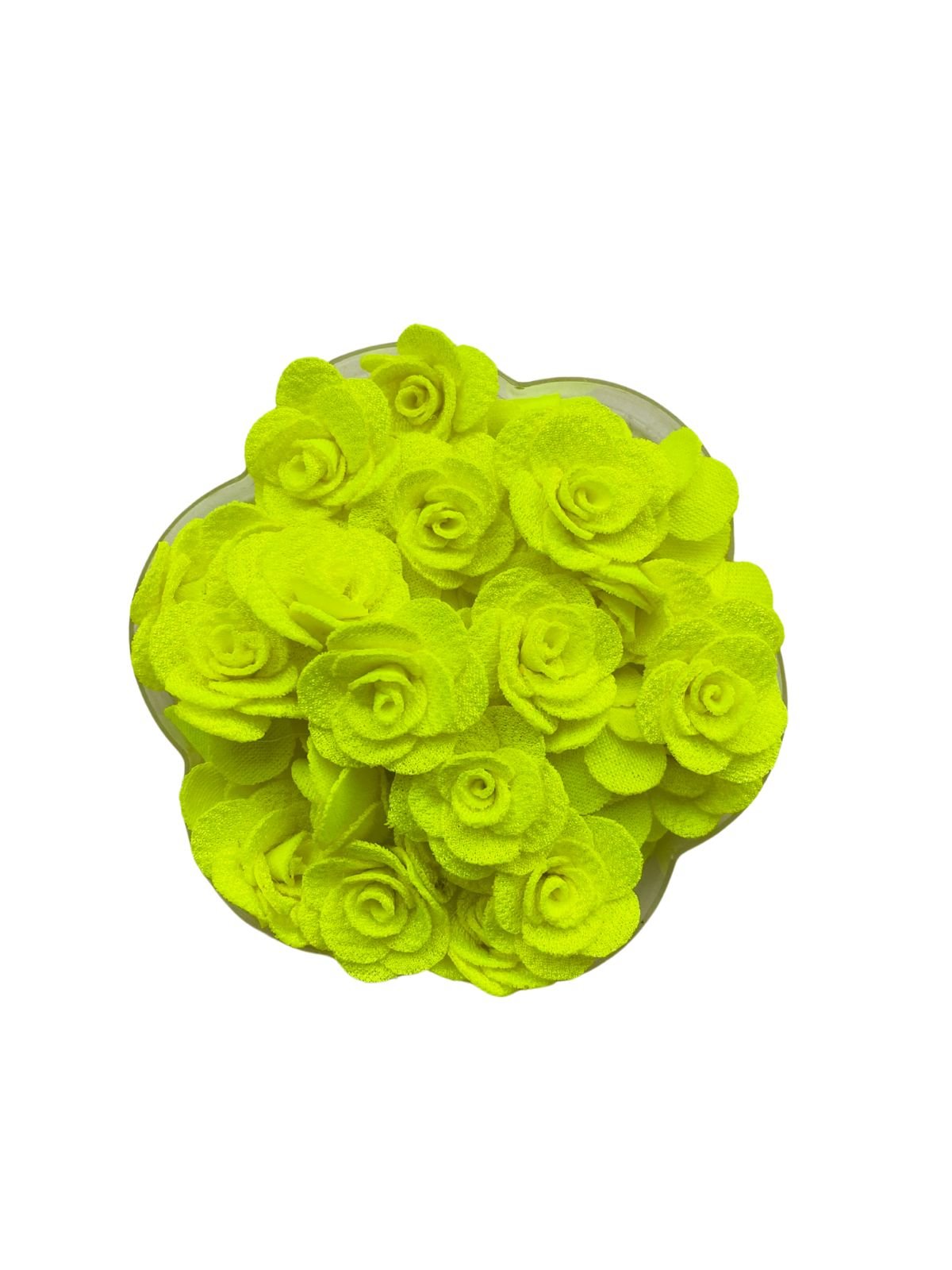 Flor em tecido poliéster amarelo neon (2 unds)