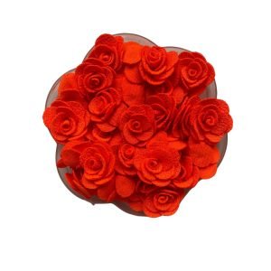 Flor em tecido poliéster laranja neon (2 unds)