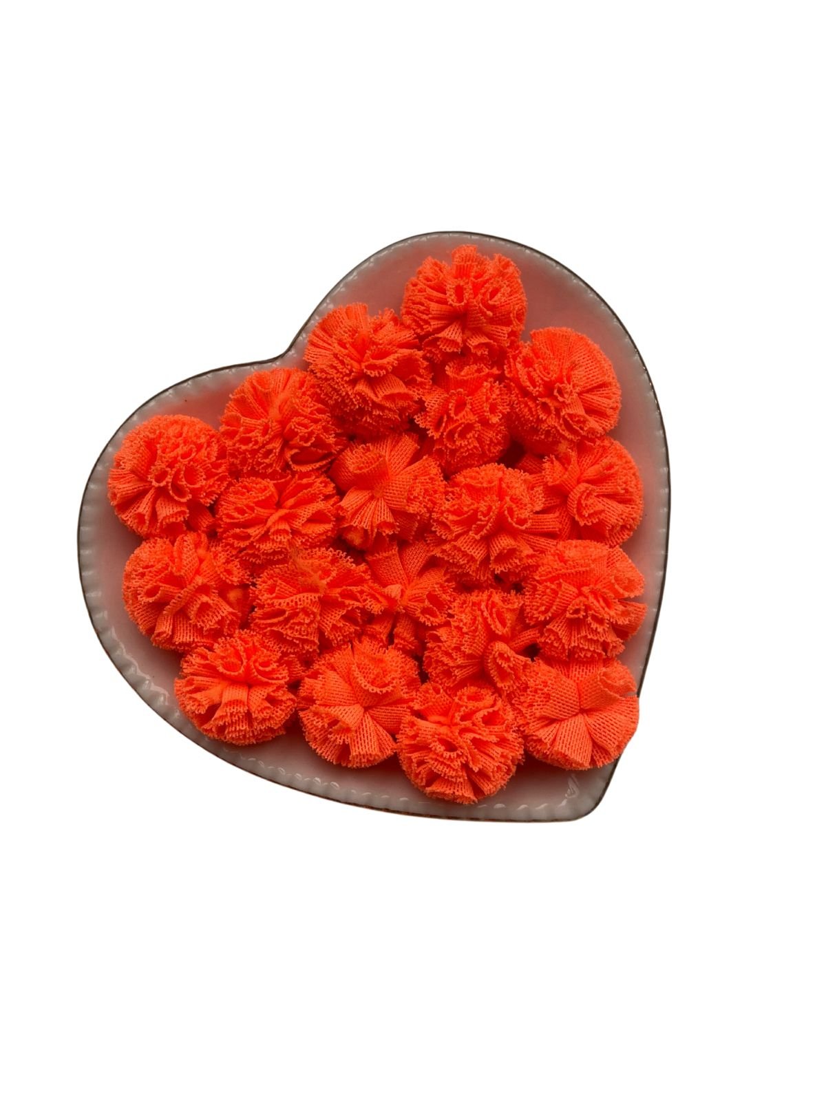 Pompom de tule laranja neon 2,5cm (6 und)