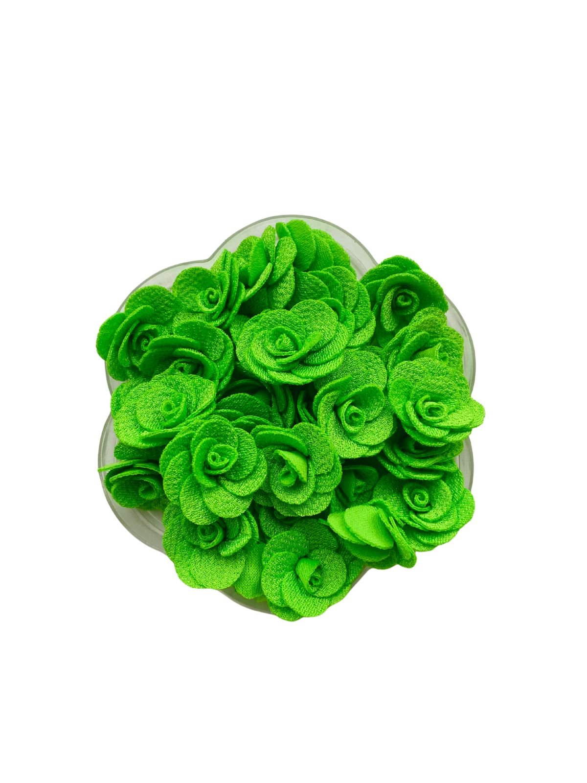 Flor em tecido poliéster verde neon (2 unds)