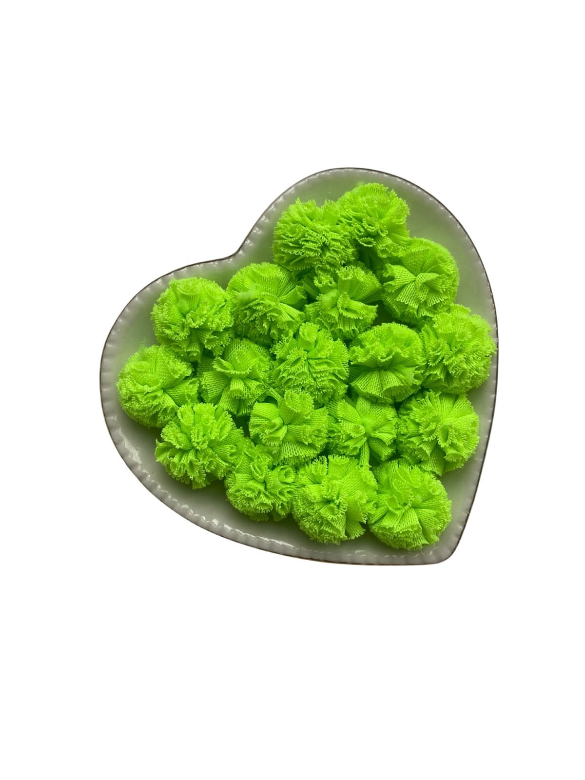Pompom de tule verde neon 2,5cm (6 und)