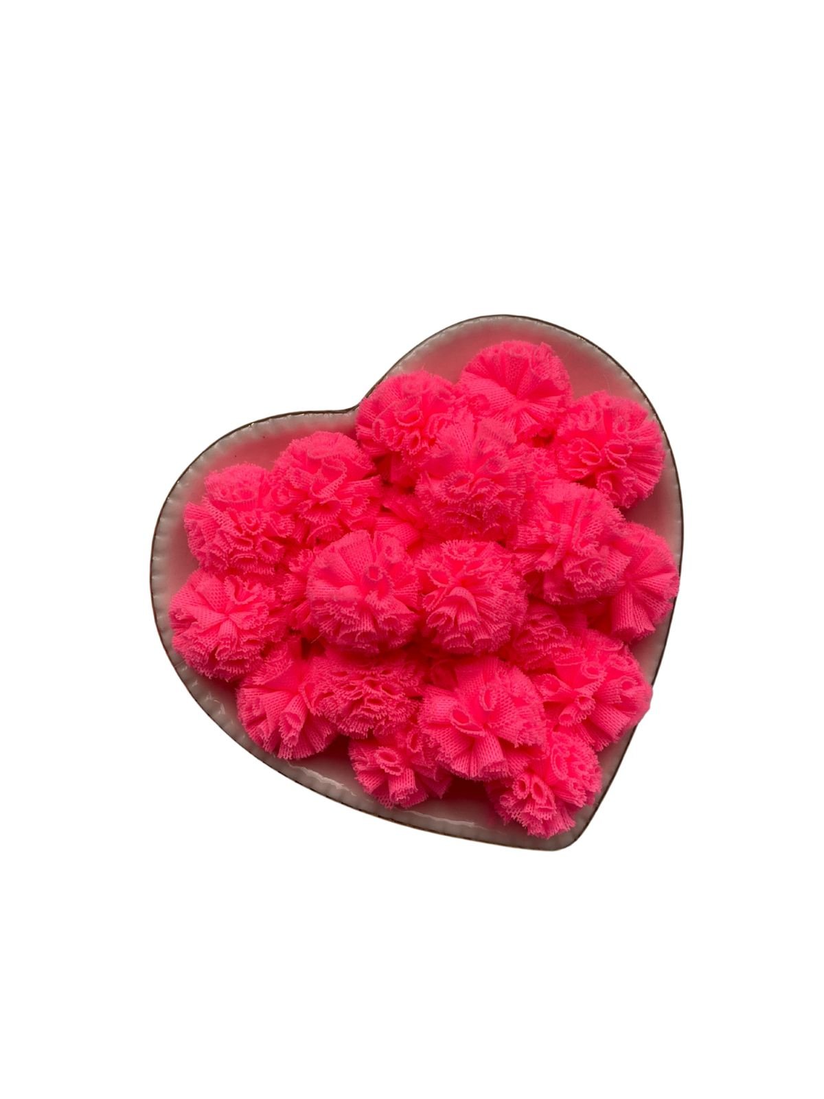 Pompom de tule rosa neon 2,5cm (6 und)