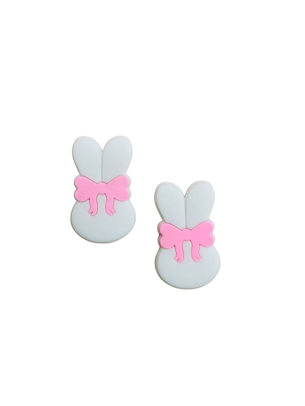 Aplique emborrachado Coelho c/ laço branco/rosa