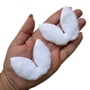 Aplique orelha de coelho de pelucia branco - Imagem 1