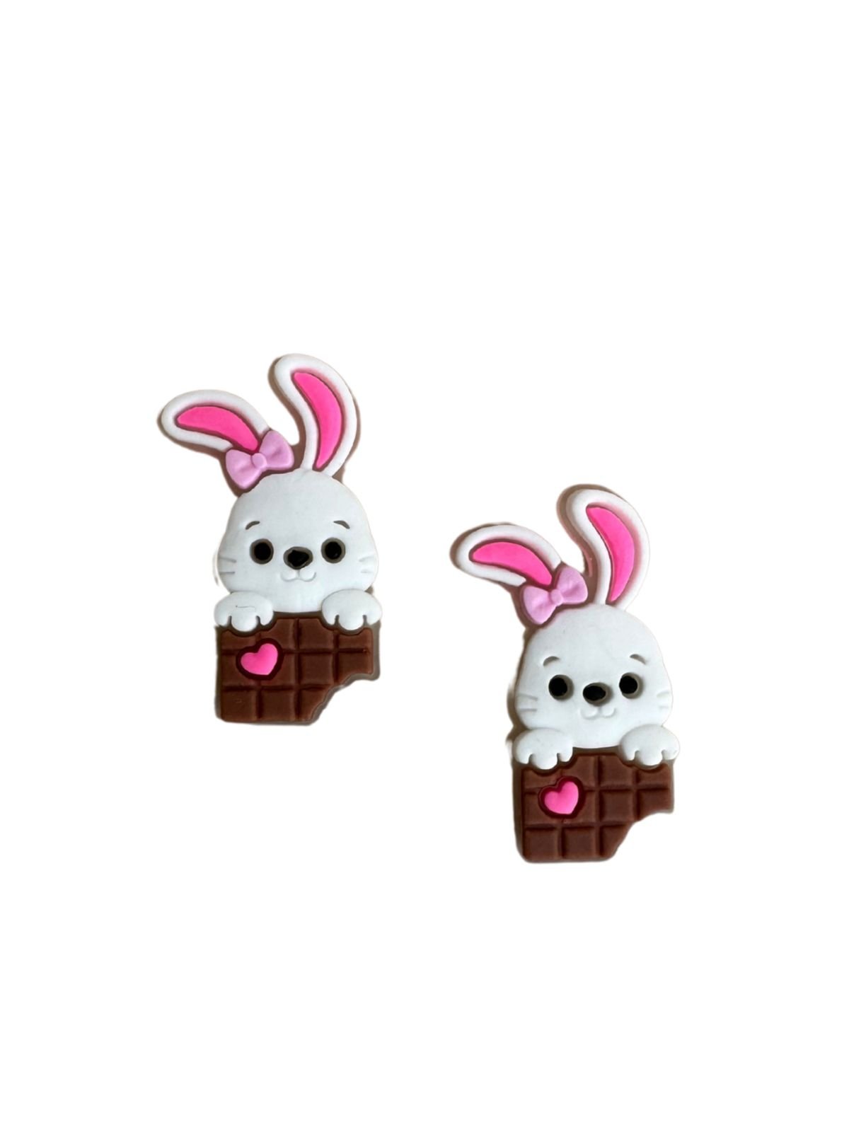 Aplique emborrachado  coelho c/ chocolate (2 und)