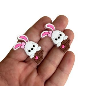 Aplique emborrachado  coelho c/ chocolate (2 und) - Imagem 2