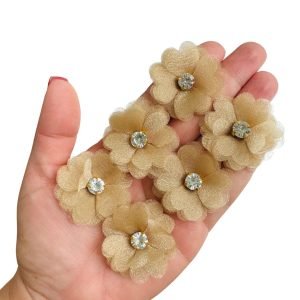 Flor de organza Dourado 3,5cm. - Imagem 1