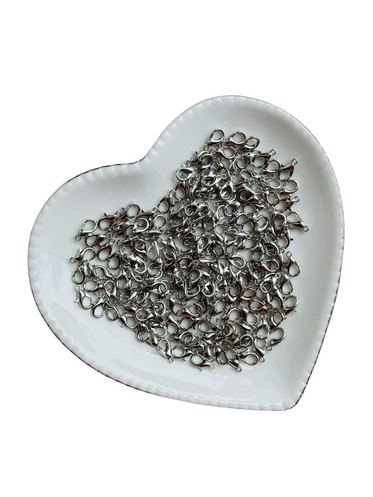 Fecho lagosta de metal prata 10mm (10 und)