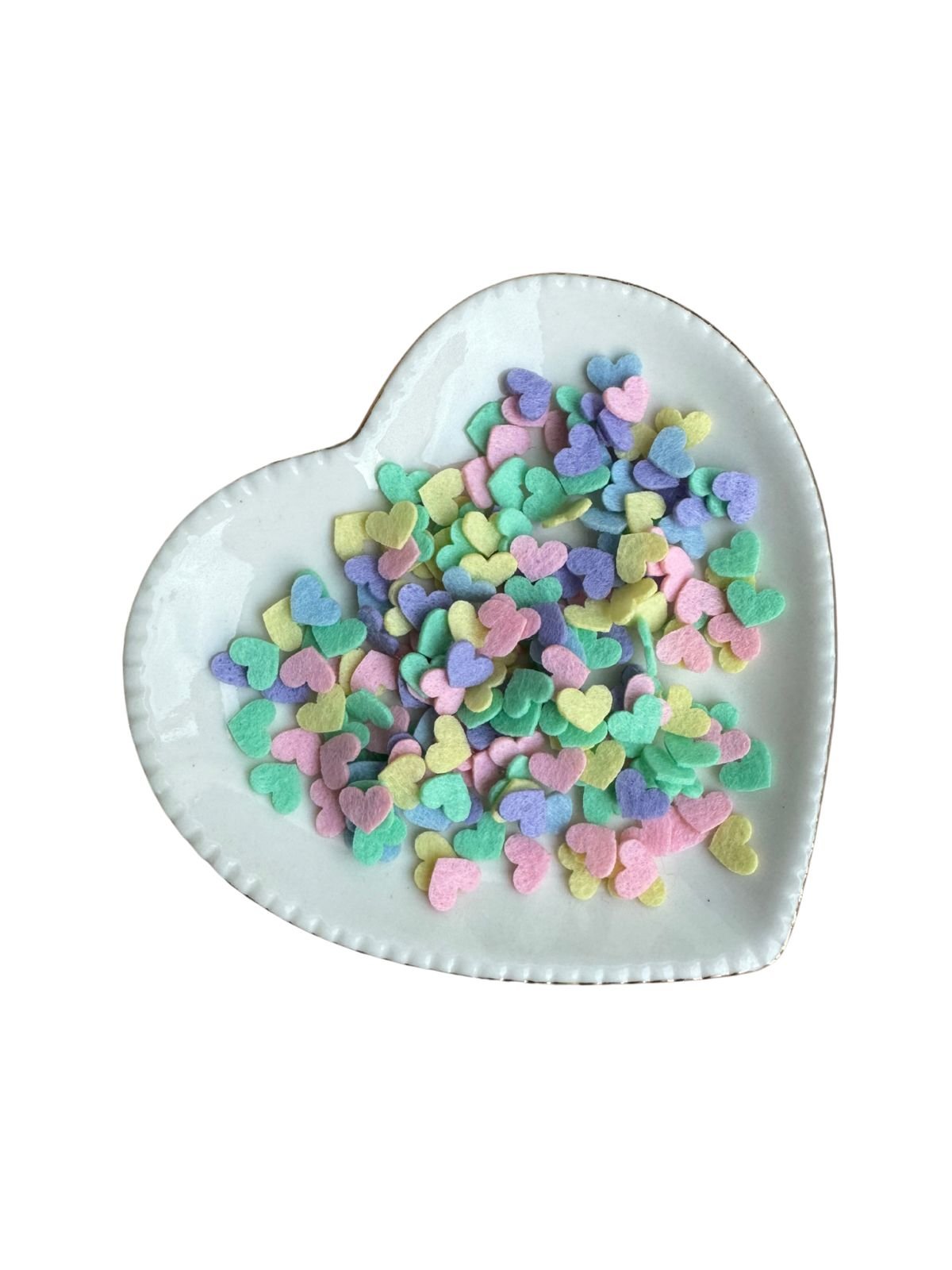 Mini coração de feltro candy 1cm (20 un).