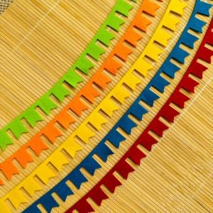 Tassel bandeirola colorida p/ laço junino (5 tiras) - Imagem 1