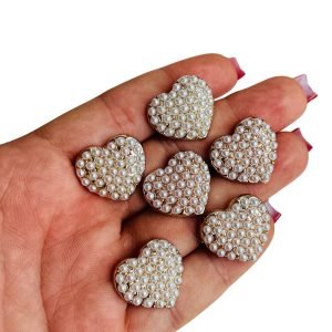 Botão de plástico coração c/ pérolas 22mm - Imagem 1