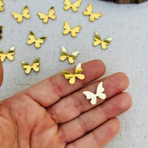 Mini borboleta de lonita dourada espelhada 1.8cm. (10 und) - Imagem 2