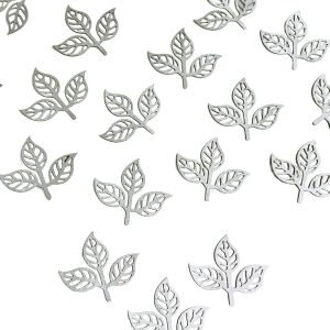 Aplique folha tripla de lonita prata 4cm. (2 und.) - Imagem 1