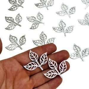 Aplique folha tripla de lonita prata 4cm. (2 und.) - Imagem 2