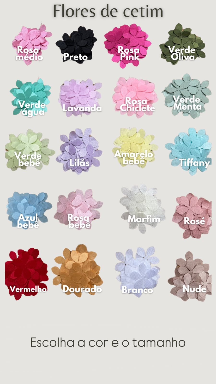 Flor de Cetim para montagem (12 und)