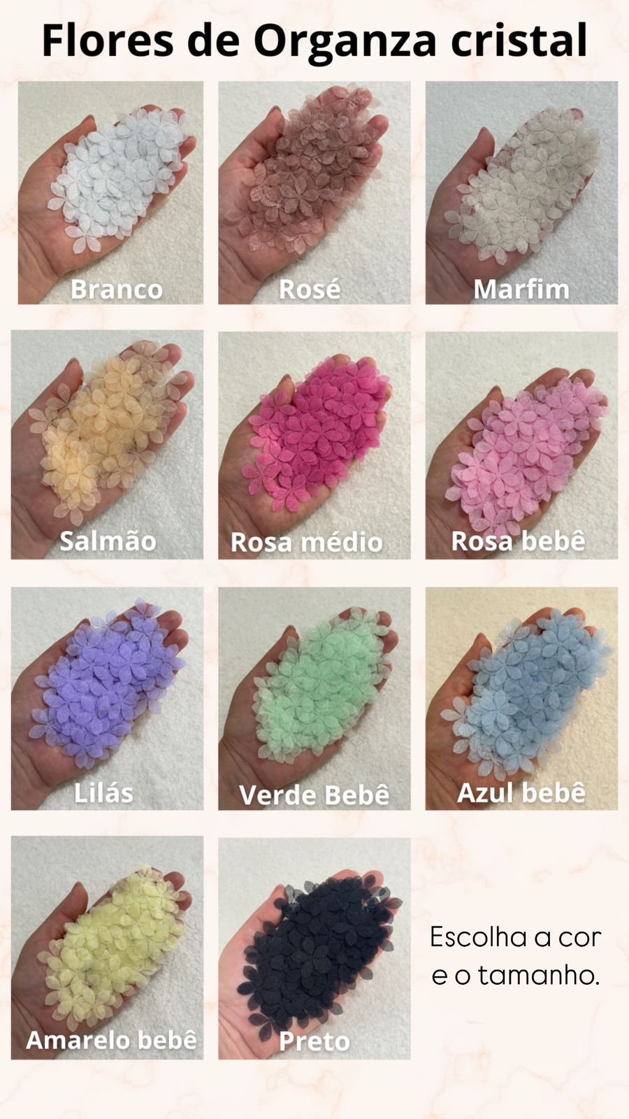 Flor de organza para montagem (12 und)