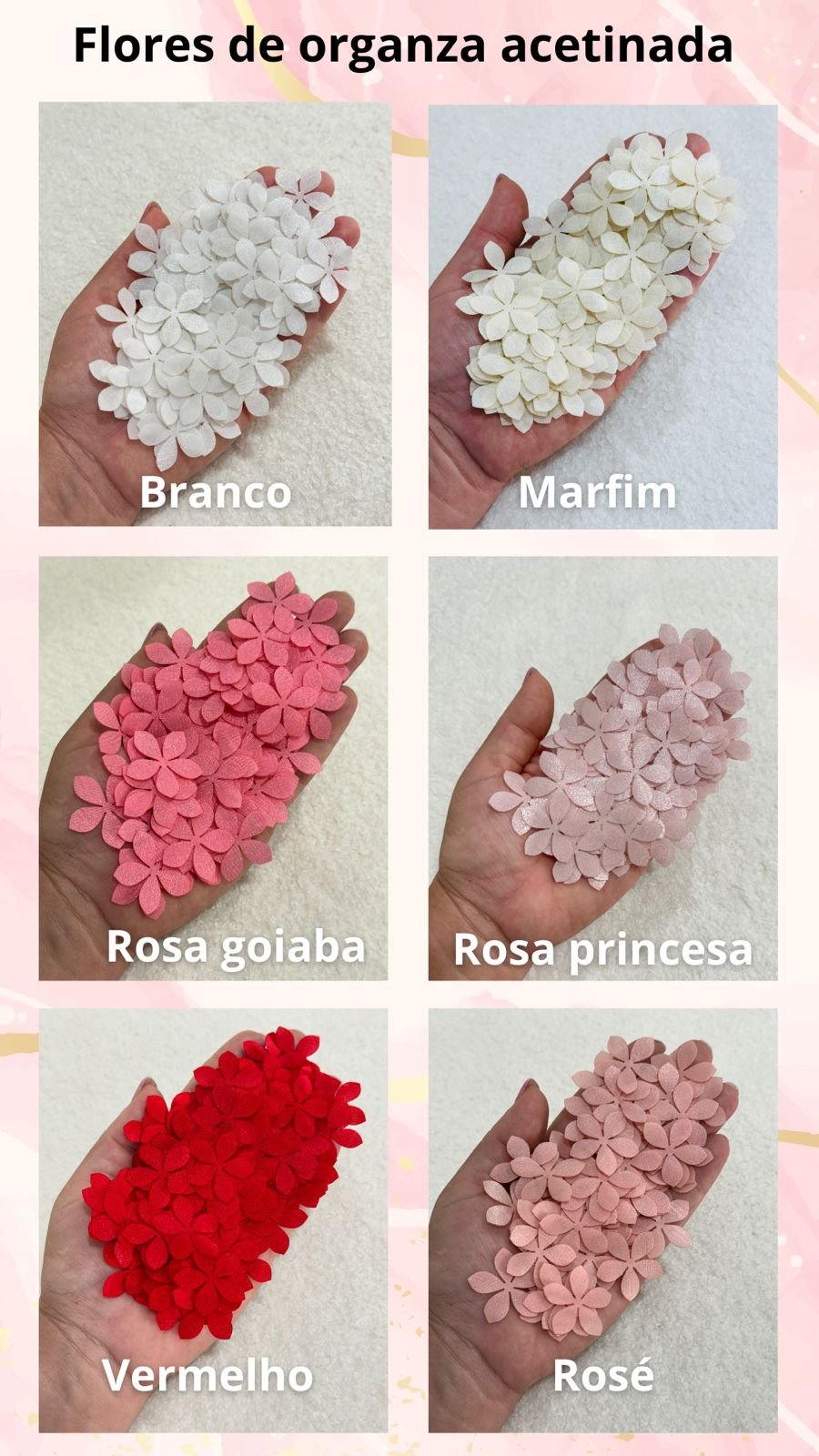 Flor de organza acetinada para montagem (12 und)