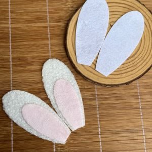Aplique orelha de coelho 10cm branco com rosa (1 par) - Imagem 1