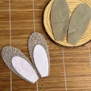 Aplique orelha de coelho 10cm nude com rosa (1 par) - Imagem 1