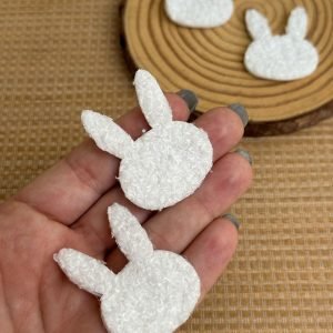 Aplique coelho de lã branco (2 unidades) - Imagem 1