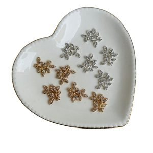 Chaton de metal folhagem com strass - Imagem 1