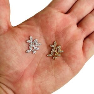 Chaton de metal folhagem com strass - Imagem 2