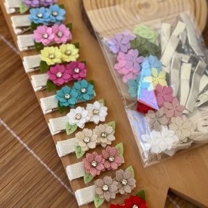 Kit p/ montagem mini hair clips flores de linho 5cm (11 cores) - Imagem 1