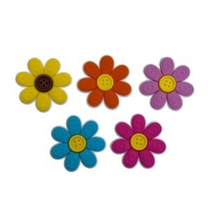 Aplique emborrachado junino flor com botão - Imagem 1