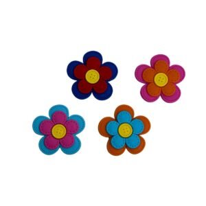 Aplique emborrachado junino flor dupla com botão - Imagem 1