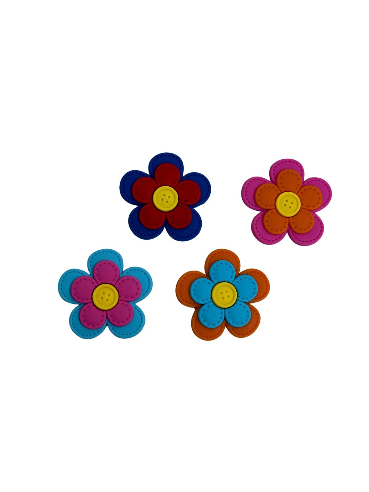 Aplique emborrachado junino flor dupla com botão