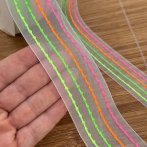 Fita de organza com pompom neon 22mm e 38mm - Imagem 2