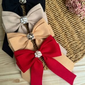 Kit para montagem laço veludo cotelê com chaton flor - Imagem 1