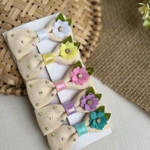 Kit para montagem mini laço floral com strass (5 laços) - Imagem 1