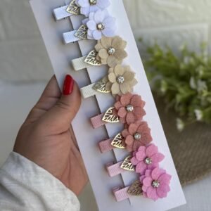 Kit para montagem presilha flores de linho (8 presilhas) - Imagem 1