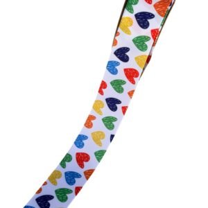 Fita Yama estampa escolar coração rabisco colorida 38mm - Imagem 1