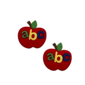 Aplique emborrachado Escolar Maçã com ABC - Imagem 1