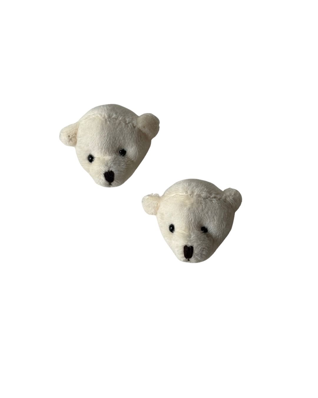 Aplique cabeça urso de pelúcia marfim